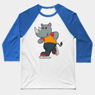 Rhino at Ice skating with Ice skates Baseball T-Shirt